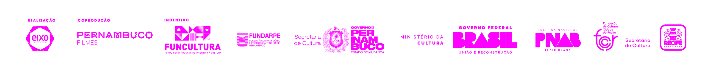 Eixo Audiovisual, Pernambuco Filmes, Funcultura, Fundarpe, Governo de Pernambuco, Secretaria de Cultura do Estado de Pernambuco